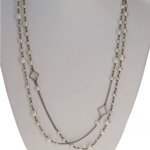 David Yurman Silver and White Pearl Bijoux necklace